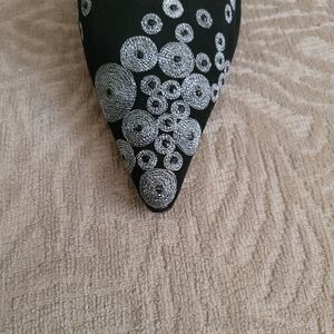 Caparros Black Heels with Silver Embellishments 8 1/2